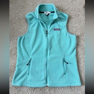 Vineyard Vines Women’s Fleece Vest Preppy Mint Green Full Zip Size Medium